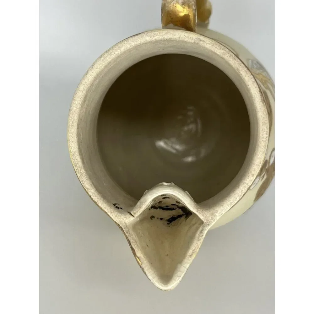 Antique English‎ Staffordshire Ivory and Gold Gilded Pottery Teapot